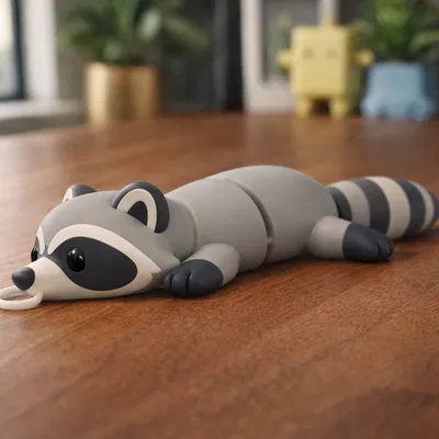 Flexi Lazy Raccoon – Đồ chơi fidget khớp nối dạng keychain