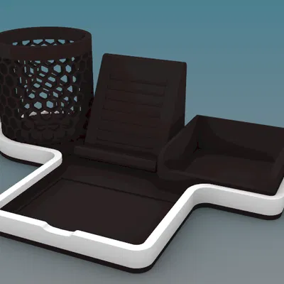 Organizer để bàn all-in-one (Khay bút + Note + Kệ đỡ điện thoại)