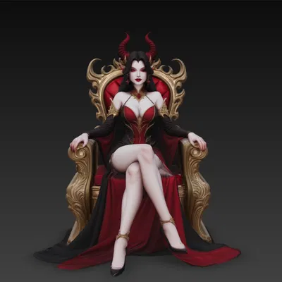 Nữ hoàng quỷ sexy ngồi trên ngai vàng