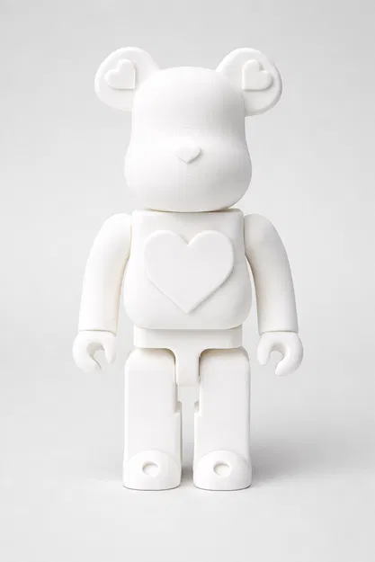 Gấu Brick Trái Tim Trắng – Mô Hình In 3D Tối Giản - Image 2