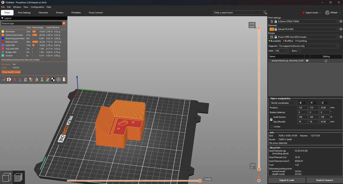 Chân bóng squash cho Prusa Core One/+ LFS: nhẹ hơn, nhanh hơn, cứng hơn chút - Image 5
