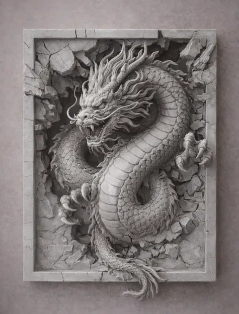 Tranh 3D Rồng Trung Hoa (3d Picture Chinese Dragon) - Image 1