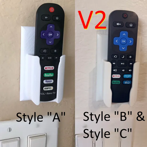 Mặt Wall Plate Gắn Tường Giữ Remote Roku v2 (Roku Remote Holder Wall Plates v2) - Image 1