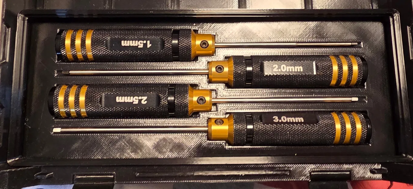 Khay Gridfinity 2x5 cho 4 Tua vít lục giác precision (1.5–3.0mm) - Image 1