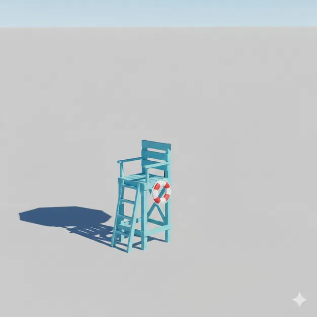 Ghế Cứu Hộ Low Poly (Low Poly Lifeguard Chair) - Image 1