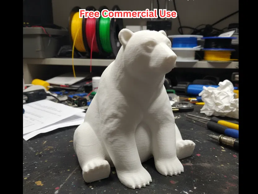 Tượng Gấu Bắc Cực Bán Hiện Thực Dáng Ngồi - Image 1