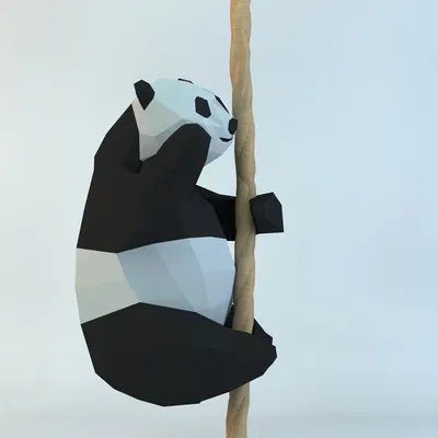 Mẫu in 3D Lowpoly Gấu Trúc Cute Có Dây (Low poly) – Lowpoly Cute Panda with Rope