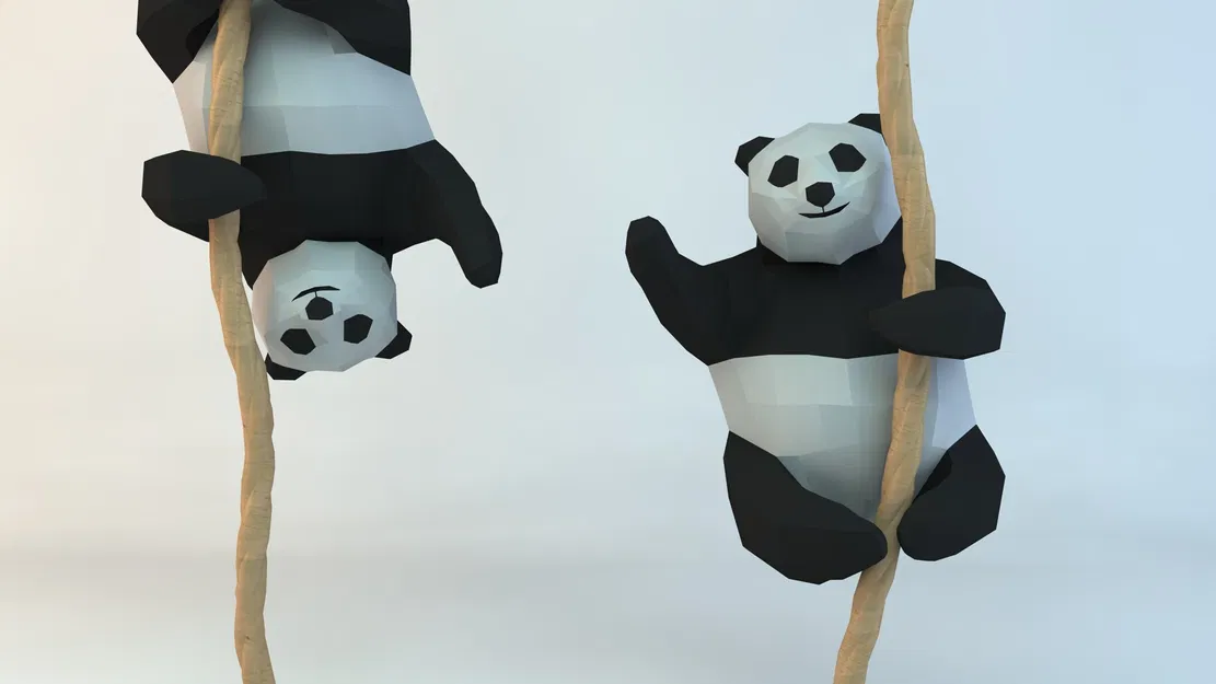 Mẫu in 3D Lowpoly Gấu Trúc Cute Có Dây (Low poly) – Lowpoly Cute Panda with Rope - Image 4