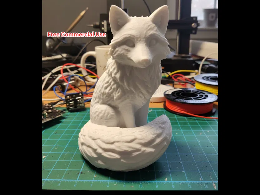 Tượng Cáo Bắc Cực Phong Cách Bán Thực Ngồi - Image 1