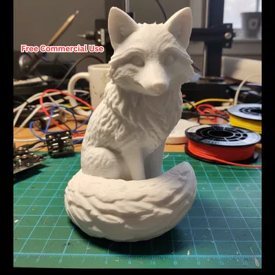 Tượng Cáo Bắc Cực Phong Cách Bán Thực Ngồi