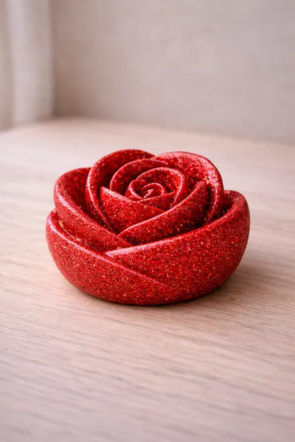 Japandi Rose – Hoa hồng trang trí in 3D với filament glitter đỏ - Image 1