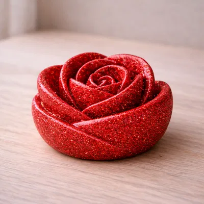 Japandi Rose – Hoa hồng trang trí in 3D với filament glitter đỏ