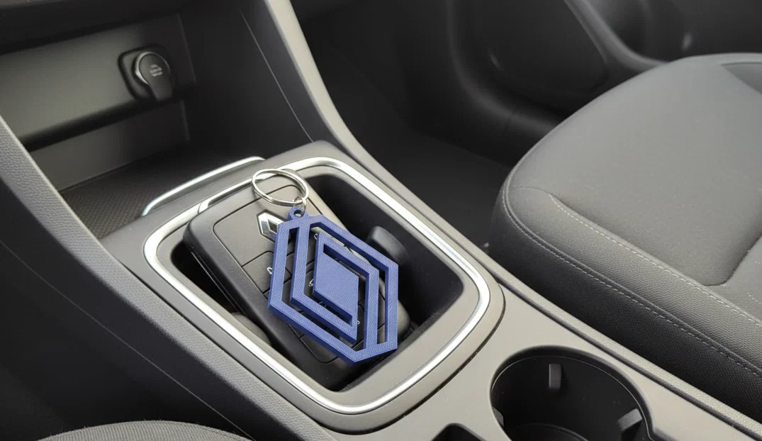 Móc khóa Renault logo mới – Thiết kế khắc cắt xuyên (Cut-Out Engraved) - Image 1