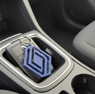 Móc khóa Renault logo mới – Thiết kế khắc cắt xuyên (Cut-Out Engraved)