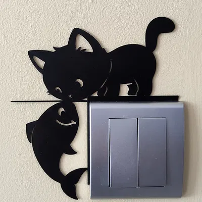 Trang trí công tắc đèn – Mèo 2
