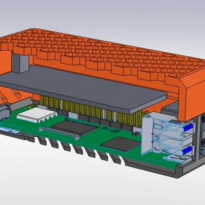 Vỏ Case Raspberry Pi 5 kết hợp 52PI NVDIGI HAT - Thiết kế nắp chia đôi
