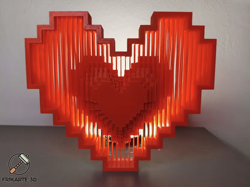 Pixel Heart String Art – Trái Tim Pixel Lơ Lửng Phong Cách Retro - Image 1