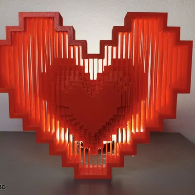 Pixel Heart String Art – Trái Tim Pixel Lơ Lửng Phong Cách Retro