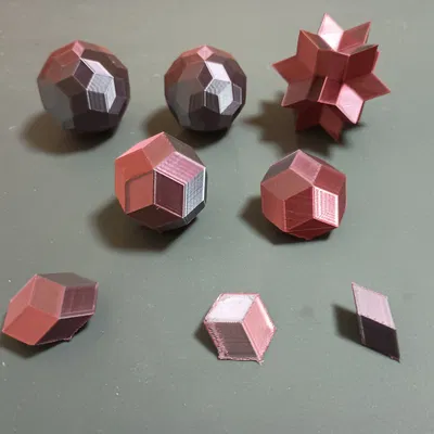 Rhombic polyhedra: Golden Rhombohedron, Bilinski, Icosa/Triaconta/Enneaconta/Hexeconta