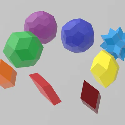 Rhombic polyhedra: Golden Rhombohedron, Bilinski, Icosa/Triaconta/Enneaconta/Hexeconta