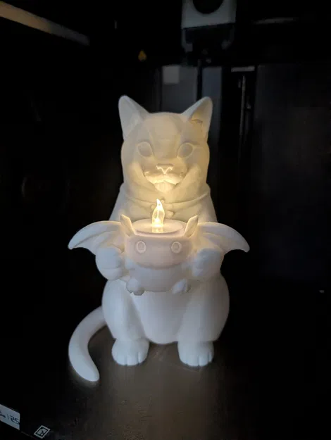 Tượng mèo bồng sinh vật con kèm nến tealight - Image 1