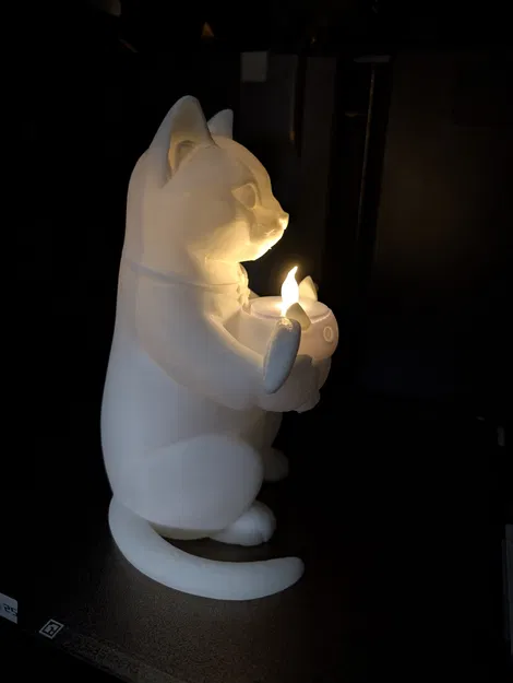 Tượng mèo bồng sinh vật con kèm nến tealight - Image 3