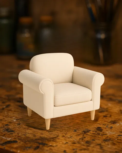 Mô hình Mini Armchair – Ghế bọc nệm hiện đại - Image 1