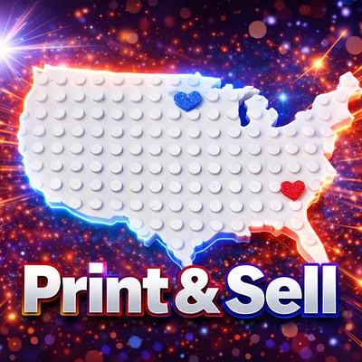 Nam châm gạch/block bản đồ Mỹ (USA) với trái tim di chuyển