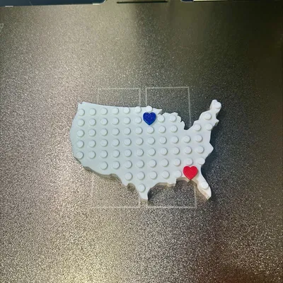 Nam châm gạch/block bản đồ Mỹ (USA) với trái tim di chuyển