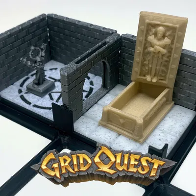 GridQuest SARCOPHAGUS / COFFIN (The Gridfinity Game) – Quan tài/mộ đá mở được
