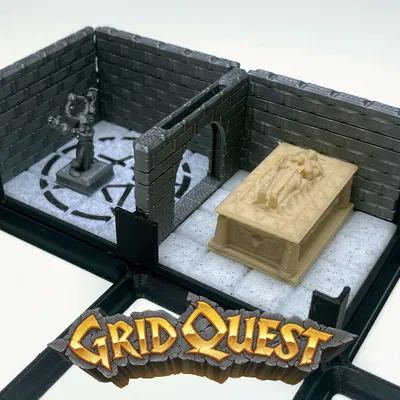 GridQuest SARCOPHAGUS / COFFIN (The Gridfinity Game) – Quan tài/mộ đá mở được