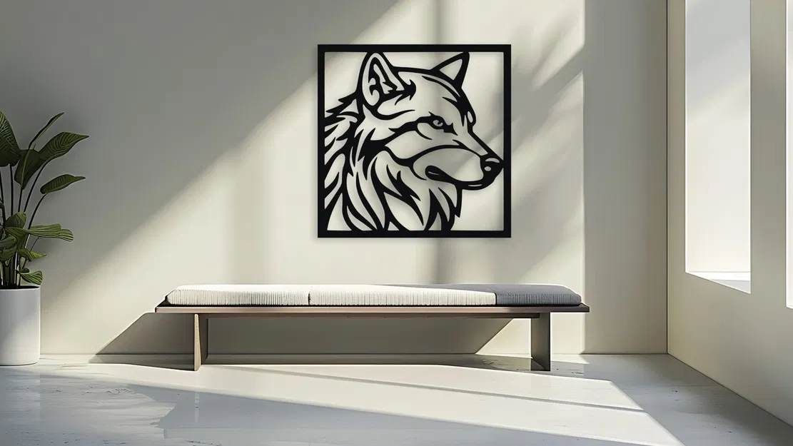 Tranh Treo Tường Đầu Sói Cách Điệu (Stylized Wolf Head Wall Decor Art) - Image 1
