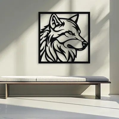 Tranh Treo Tường Đầu Sói Cách Điệu (Stylized Wolf Head Wall Decor Art)