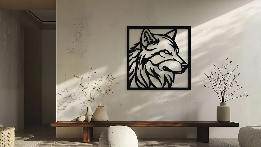 Tranh Treo Tường Đầu Sói Cách Điệu (Stylized Wolf Head Wall Decor Art) - Image 2