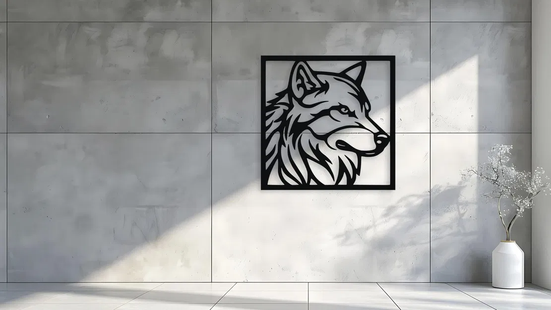 Tranh Treo Tường Đầu Sói Cách Điệu (Stylized Wolf Head Wall Decor Art) - Image 3