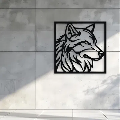 Tranh Treo Tường Đầu Sói Cách Điệu (Stylized Wolf Head Wall Decor Art)