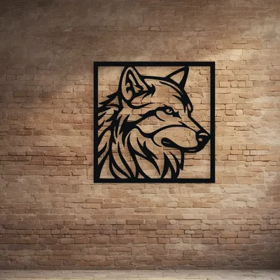 Tranh Treo Tường Đầu Sói Cách Điệu (Stylized Wolf Head Wall Decor Art)