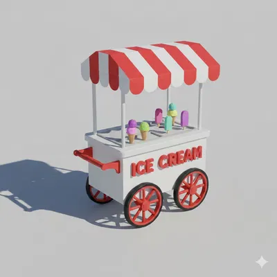 Xe Đẩy Kem Low Poly