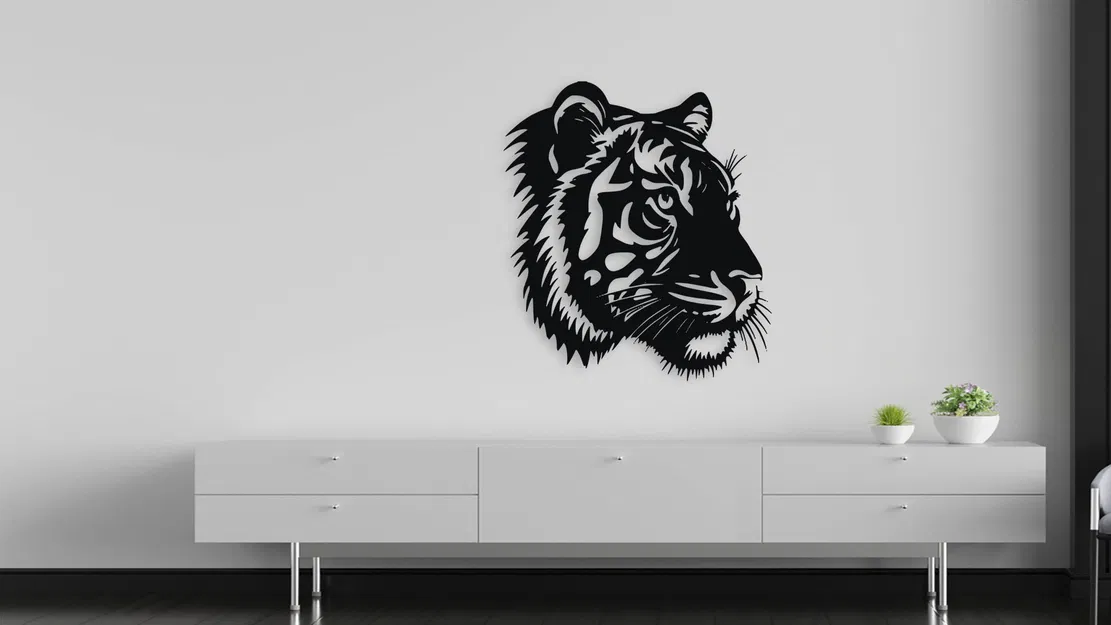Trang Trí Tường Đầu Hổ – Vector Art Sẵn Sàng In 3D - Image 1