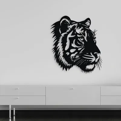 Trang Trí Tường Đầu Hổ – Vector Art Sẵn Sàng In 3D