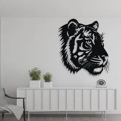 Trang Trí Tường Đầu Hổ – Vector Art Sẵn Sàng In 3D