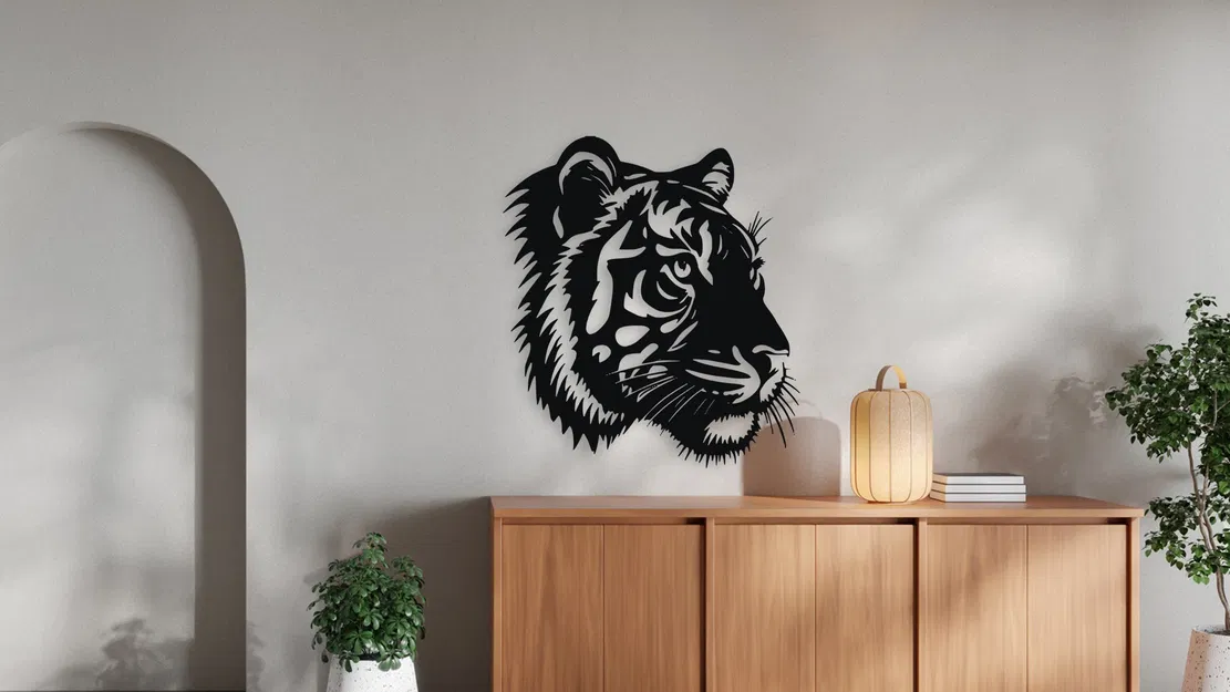 Trang Trí Tường Đầu Hổ – Vector Art Sẵn Sàng In 3D - Image 3