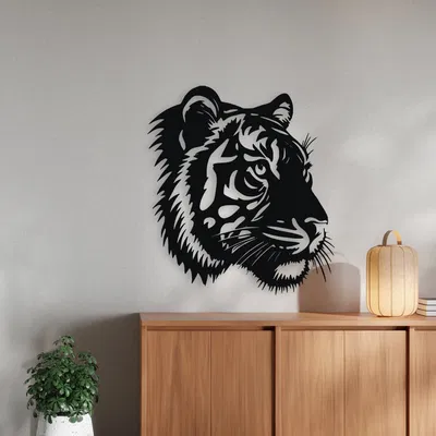 Trang Trí Tường Đầu Hổ – Vector Art Sẵn Sàng In 3D