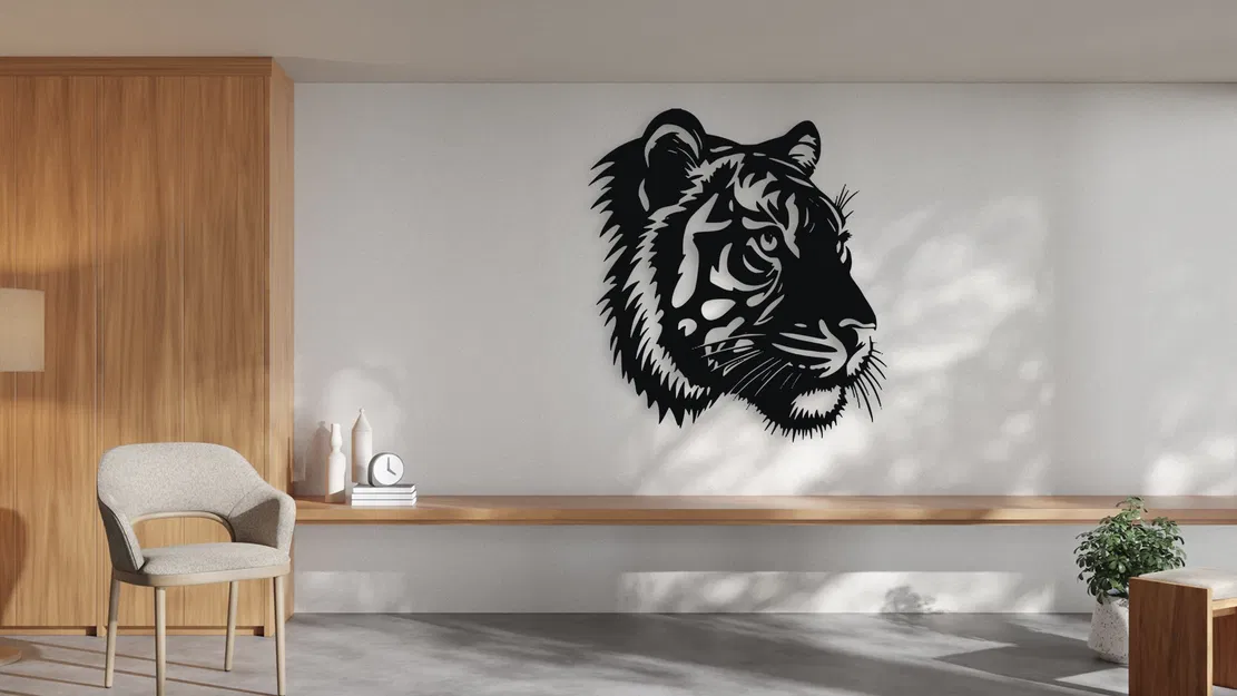 Trang Trí Tường Đầu Hổ – Vector Art Sẵn Sàng In 3D - Image 4