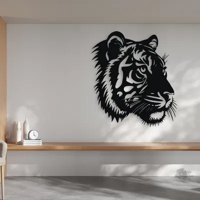 Trang Trí Tường Đầu Hổ – Vector Art Sẵn Sàng In 3D