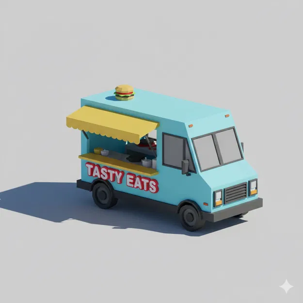 Xe bán đồ ăn Low Poly (Low Poly Food Truck) - Image 1