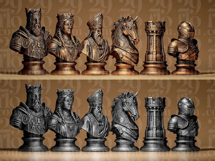 Bộ Cờ Vua Medieval Stylized (Chess Set Medieval Stylized) - Image 1