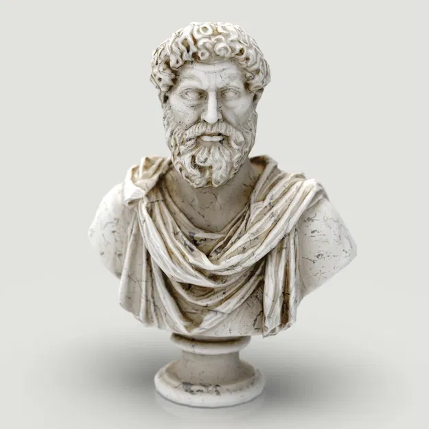 Tượng bán thân Marcus Aurelius Low Poly Game Ready UHD STL để in 3D - Image 1