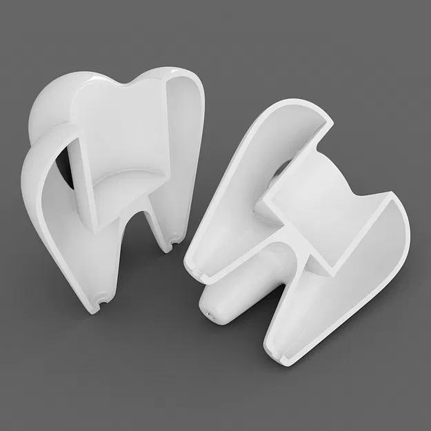 Tooth Toothpick Holder 03 – Hộp đựng tăm hình răng (3D print ready) - Image 2