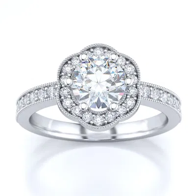 Nhẫn đính hôn vàng halo kim cương tròn – CAD 3D sẵn sàng in 3D & đúc